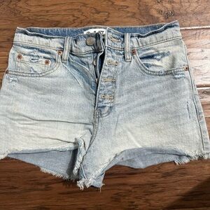 Zara Light Blue Distressed Jean Shorts